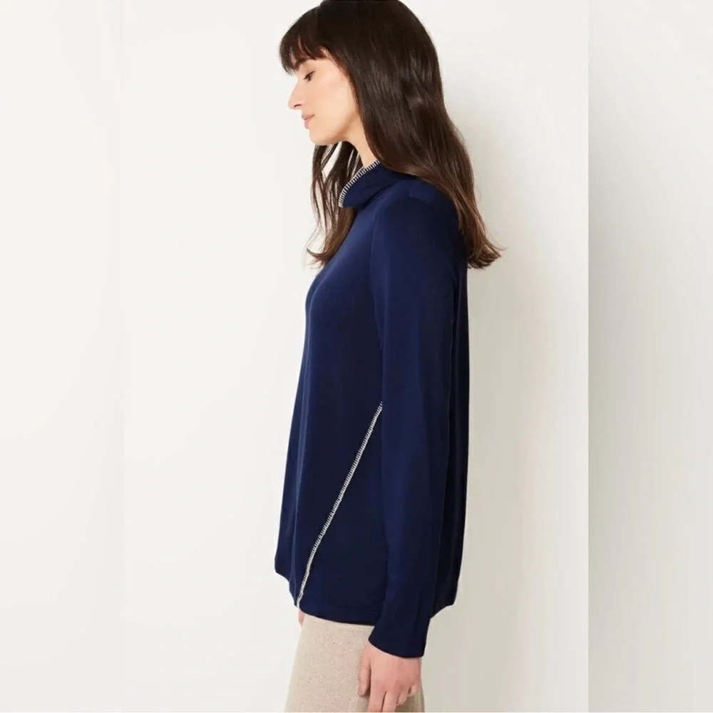 J.Jill Pure Jill Tranquility Fleece Lined Whipstitched Tunic Top Women Size L